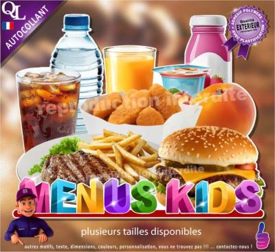 Autocollant MENUS KIDS ENFANTS titre 3D sticker