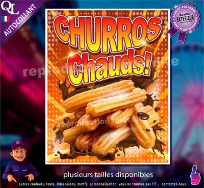 CHURROS CHAUDS affiche plv forain autocollante