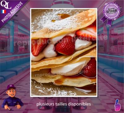 CREPES avec FRAISE CHANTILLY poster photo adhésif  ref 1