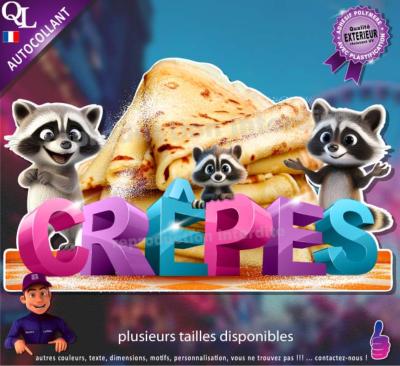 Autocollant CREPES titre 3D raton laveur sticker