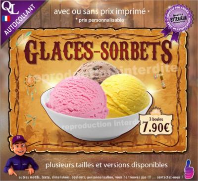 Autocollant GLACES SORBETS affiche western indien