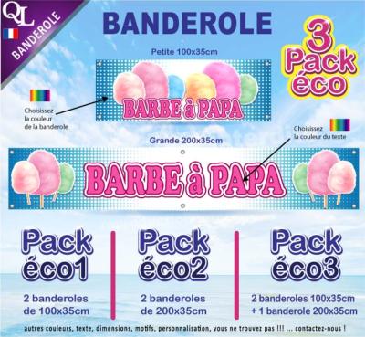 Banderole BARBE à PAPA Pack éco au choix