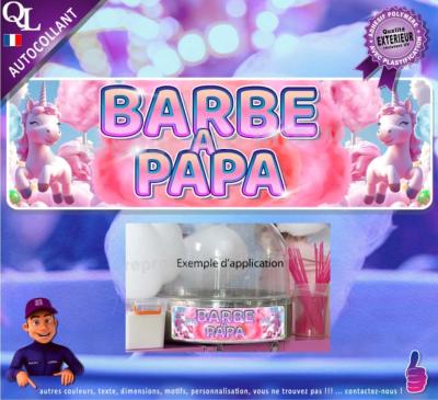 Autocollant PLV BANDEAU  BARBE à PAPA licorne