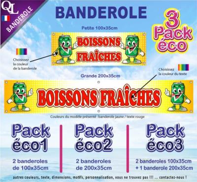 Banderole BOISSONS FRAICHES canette verte Pack éco au choix