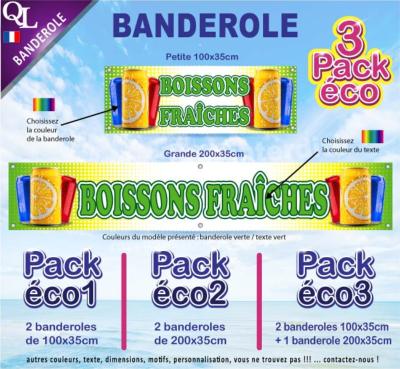 Banderole BOISSONS FRAICHES canettes soda Pack éco au choix