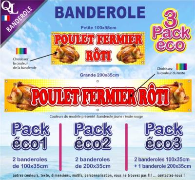 Banderole POULET FERMIER RÔTI Pack éco au choix