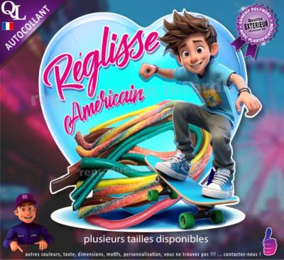 Autocollant REGLISSES AMERICAINS COEUR ado skate board 1