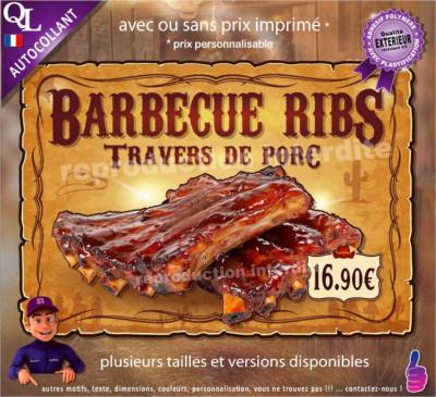 Autocollant BARBECUE RIBS affiche western