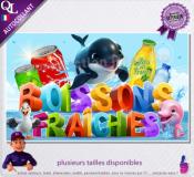 Autocollant BOISSONS FRAICHES titre 3D orque affiche