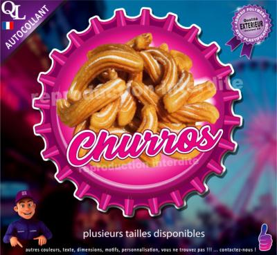 Autocollant CHURROS motif capsule adhésif résistant UV