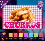 Autocollant CHURROS motif serviette vichy rectangle