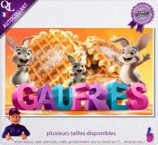 Autocollant GAUFRES LIEGEOISES titre 3D lapins affiche