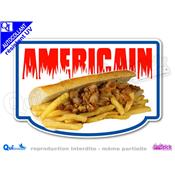 Autocollant AMERICAIN KEBAB FRITES cadre - couleurs au choix