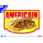 Autocollant AMERICAIN KEBAB FRITES cadre - couleurs au choix