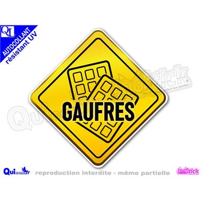 Autocollant GAUFRES panneau australien jaune