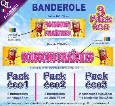 Banderole BOISSONS FRAICHES canette rouge Pack éco au choix