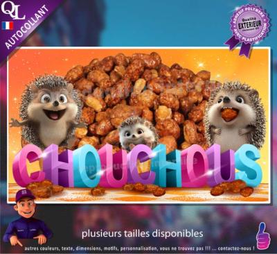 Autocollant CHOUCHOUS titre 3D herissons affiche adhésive