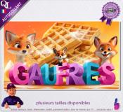 Autocollant GAUFRES titre 3D renard affiche adhésive
