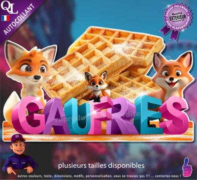 Autocollant GAUFRES TITRE 3D RENARD sticker