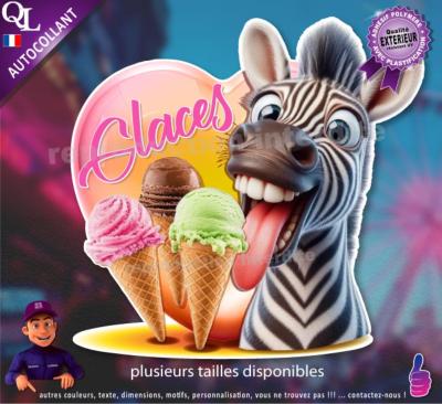 Autocollant GLACES BOULES COEUR zèbre 1