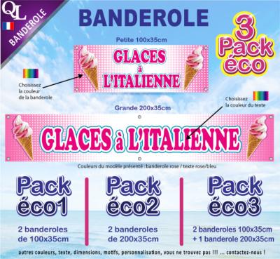 Banderole GLACES à l'ITALIENNE Pack éco au choix