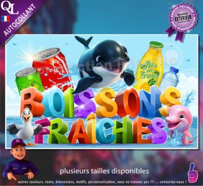 Autocollant BOISSONS FRAICHES titre 3D orque affiche