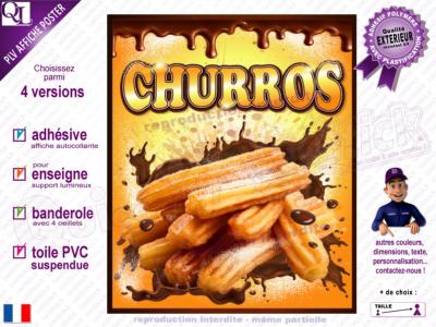 PLV CHURROS CHOCOLAT | choix : affiche autocollante - diffusant pour enseigne lumineuse - banderole - toile imprimée