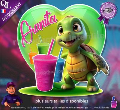 Autocollant GRANITA COEUR tortue rigolote 1
