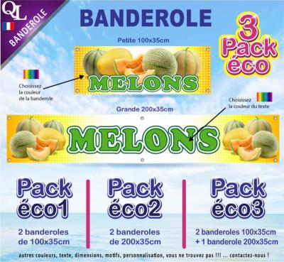 Banderole MELONS jaune vert cavaillon Pack éco au choix