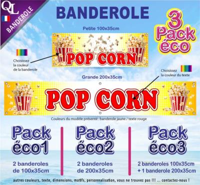 Banderole POP CORN Pack éco au choix