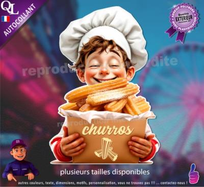 Autocollant CHURROS garcon enfant chef toque ref1