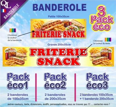 Banderole FRITERIE SNACK Pack éco au choix