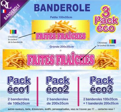Banderole FRITES FRAICHES Pack éco au choix