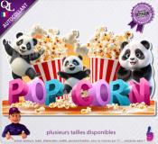 Autocollant POP CORN titre 3D PANDAS sticker
