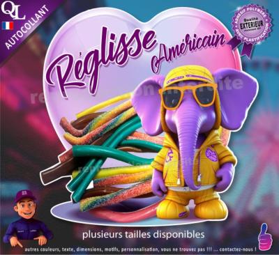 Autocollant REGLISSES AMERICAINS COEUR elephant 1