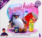 Autocollant BOISSONS FRAICHES COEUR pingouin 2