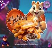 Autocollant CHURROS ou CHICHIS CHOCOLAT COEUR BOIS ecureuil 1