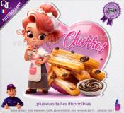 Autocollant CHURROS CHOCOLAT COEUR fillette 2