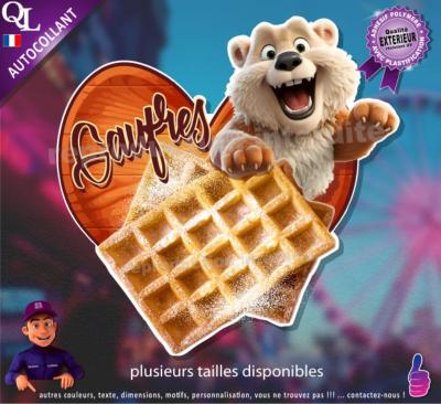 Autocollant GAUFRES COEUR BOIS ours 1
