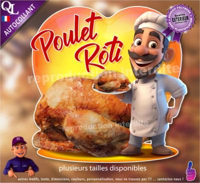 Autocollant POULET ROTI COEUR chef 1