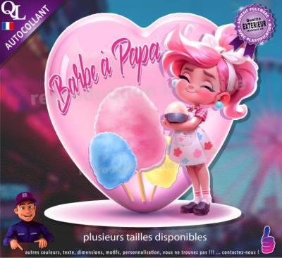 Autocollant BARBE A PAPA COEUR fillette 1