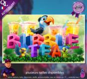 Autocollant BUBBLE TEA titre 3D toucan affiche
