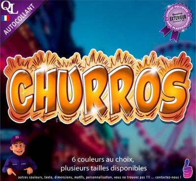 Autocollant CHURROS titre fête foraine