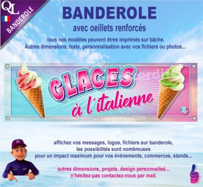 Banderole GLACES à l'Italienne plv stand Forain (ref1)