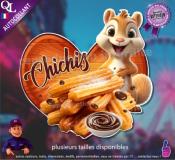 Autocollant CHURROS ou CHICHIS CHOCOLAT COEUR BOIS ecureuil 1