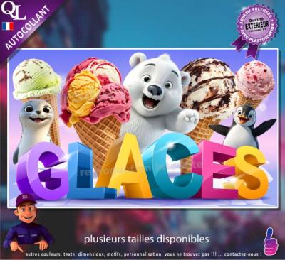 Autocollant GLACES BOULES titre 3D AFFICHE ADHESIVE