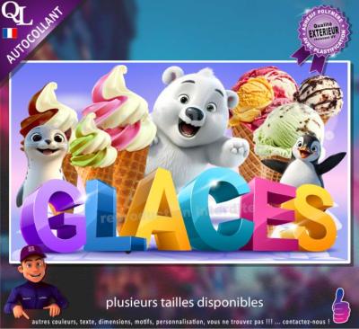 Autocollant GLACES à L'ITALIENNE et BOULE TITRE 3D affiche