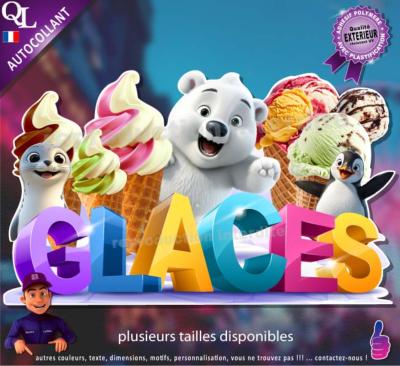 Autocollant GLACES ITALIENNES BOULES titre 3D sticker