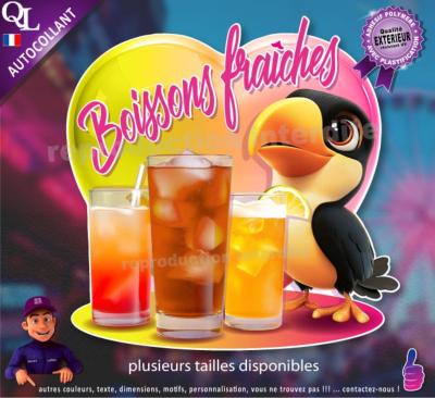 Autocollant BOISSONS FRAICHES COEUR toucan 1