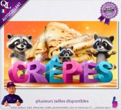 Autocollant CREPES titre 3D raton laveur affiche